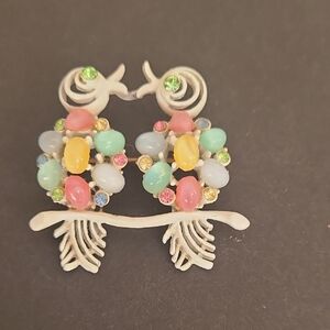 Vintage Lisner Multicolor Lovebird Brooch